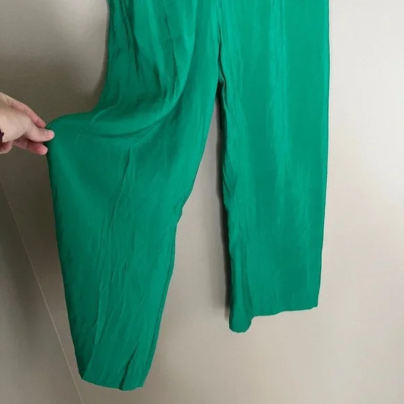 NWT MANGO MNG‎ Wide Leg Jumpsuit Size Large Green Sleeveless Cropped - Picture 7 of 11